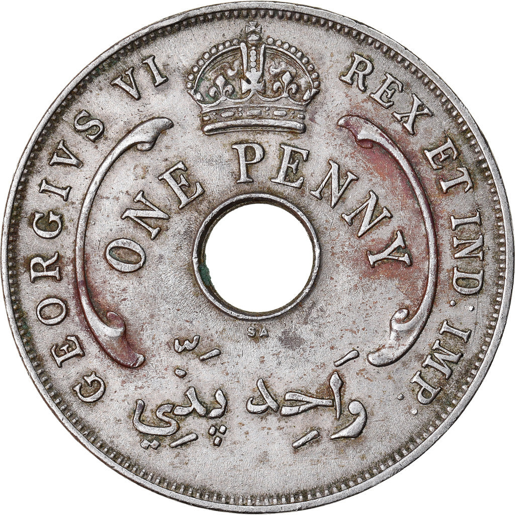 Coin, BRITISH WEST AFRICA, George VI, Penny, 1947, EF(40-45), Copper-nickel