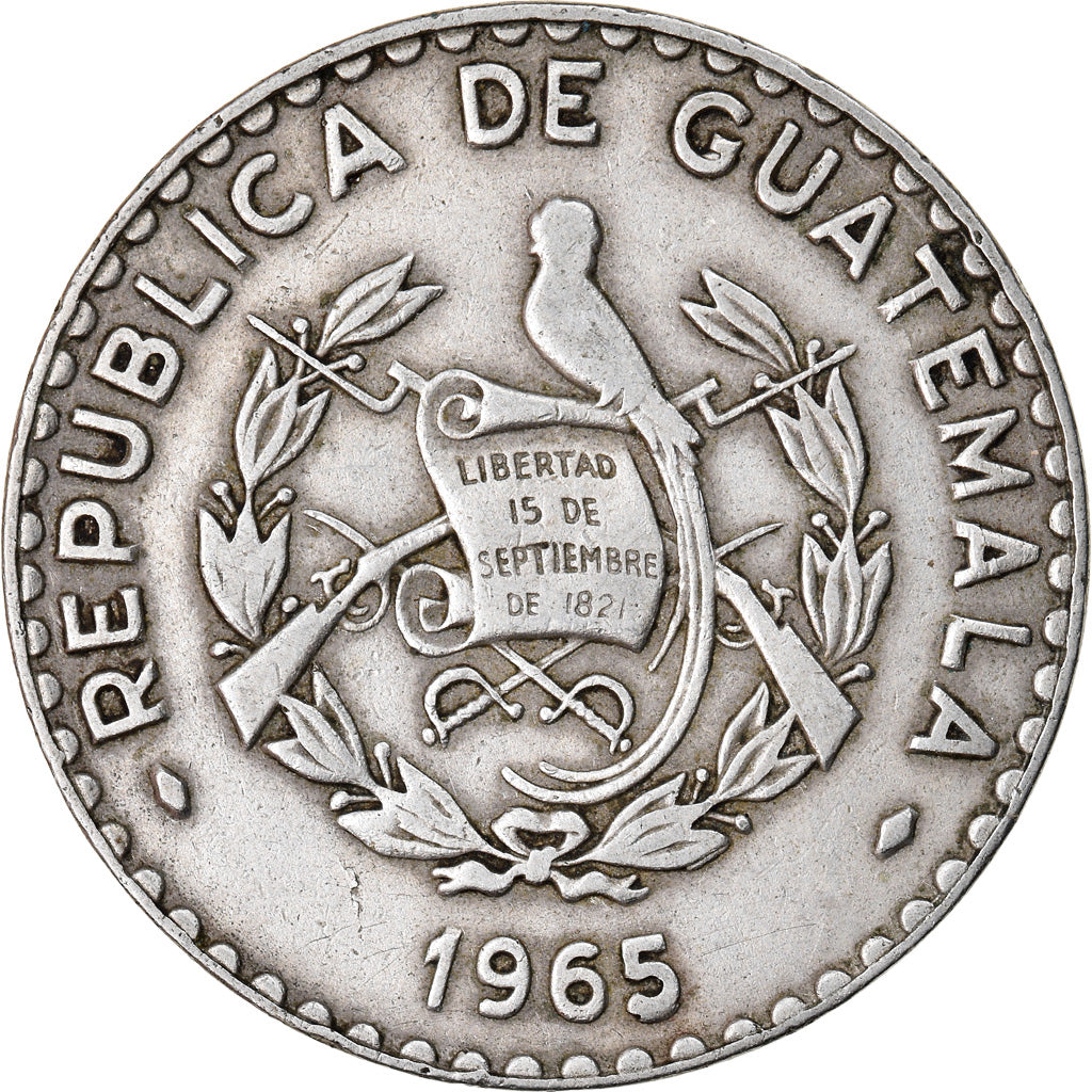 Coin, Guatemala, 25 Centavos, 1965, EF(40-45), Copper-nickel, KM:268