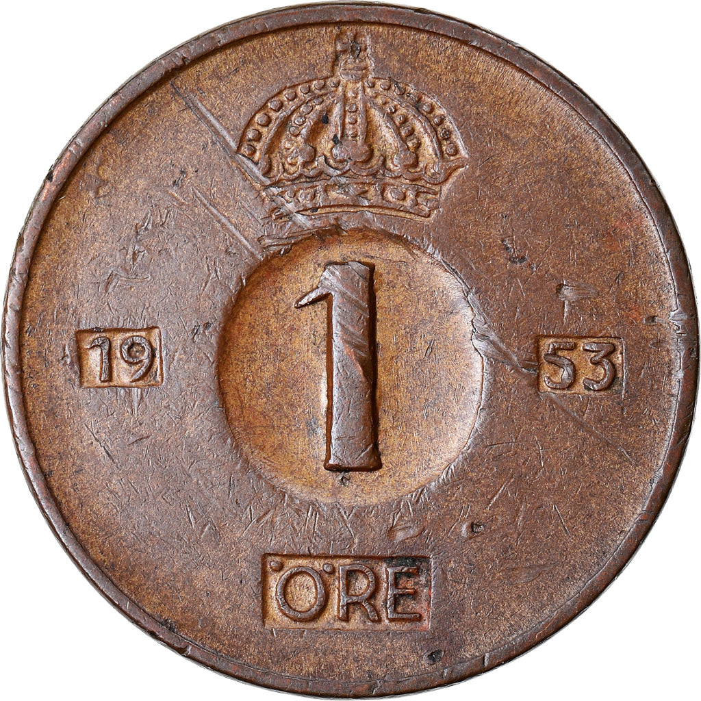 Coin, Sweden, Gustaf VI, Ore, 1953, EF(40-45), Bronze, KM:820