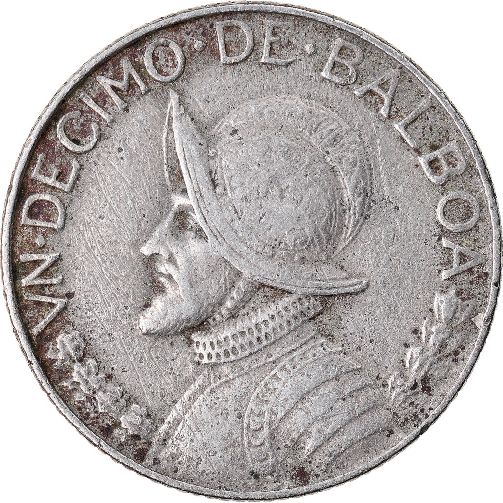 Moneda, Panamá, 1/10 Balboa, 1966, MBC, Cobre - níquel recubierto de cobre