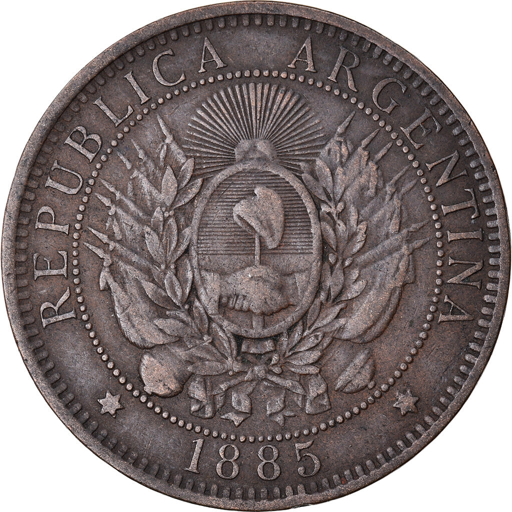Coin, Argentina, 2 Centavos, 1885, EF(40-45), Bronze, KM:33