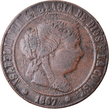 Coin, Spain, Isabel II, 5 Centimos, 1867, Madrid, VF(20-25), Copper, KM:635.1