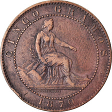 Coin, Spain, Provisional Government, 5 Centimos, 1870, Barcelona, VF(30-35)
