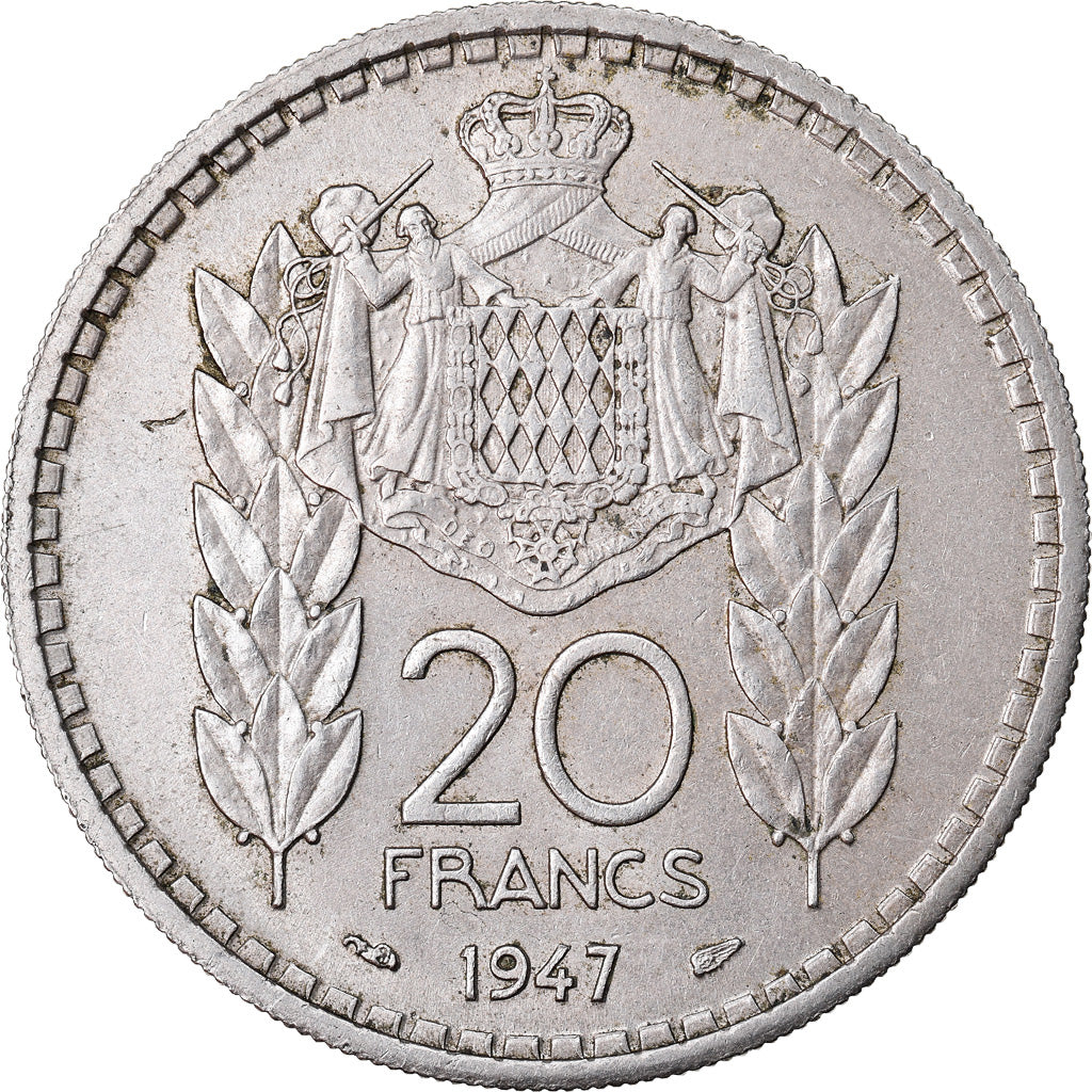 Munten, Monaco, Louis II, 20 Francs, Vingt, 1947, PR, Copper-nickel, KM:124