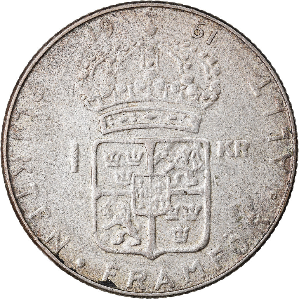 Coin, Sweden, Gustaf VI, Krona, 1961, EF(40-45), Silver, KM:826
