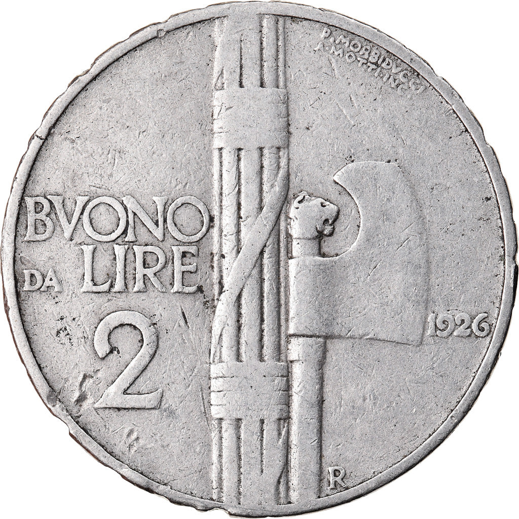 Moeda, Itália, Vittorio Emanuele III, 2 Lire, 1926, Rome, VF(30-35), Níquel
