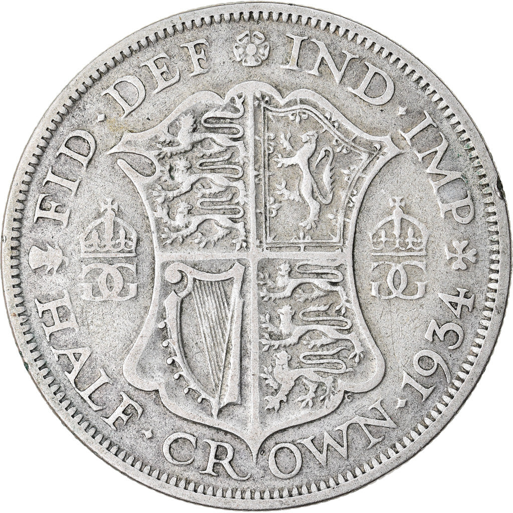 Coin, Great Britain, George V, 1/2 Crown, 1934, EF(40-45), Silver, KM:835