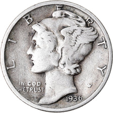 Moneta, Stati Uniti, Mercury Dime, Dime, 1936, U.S. Mint, Philadelphia, MB+
