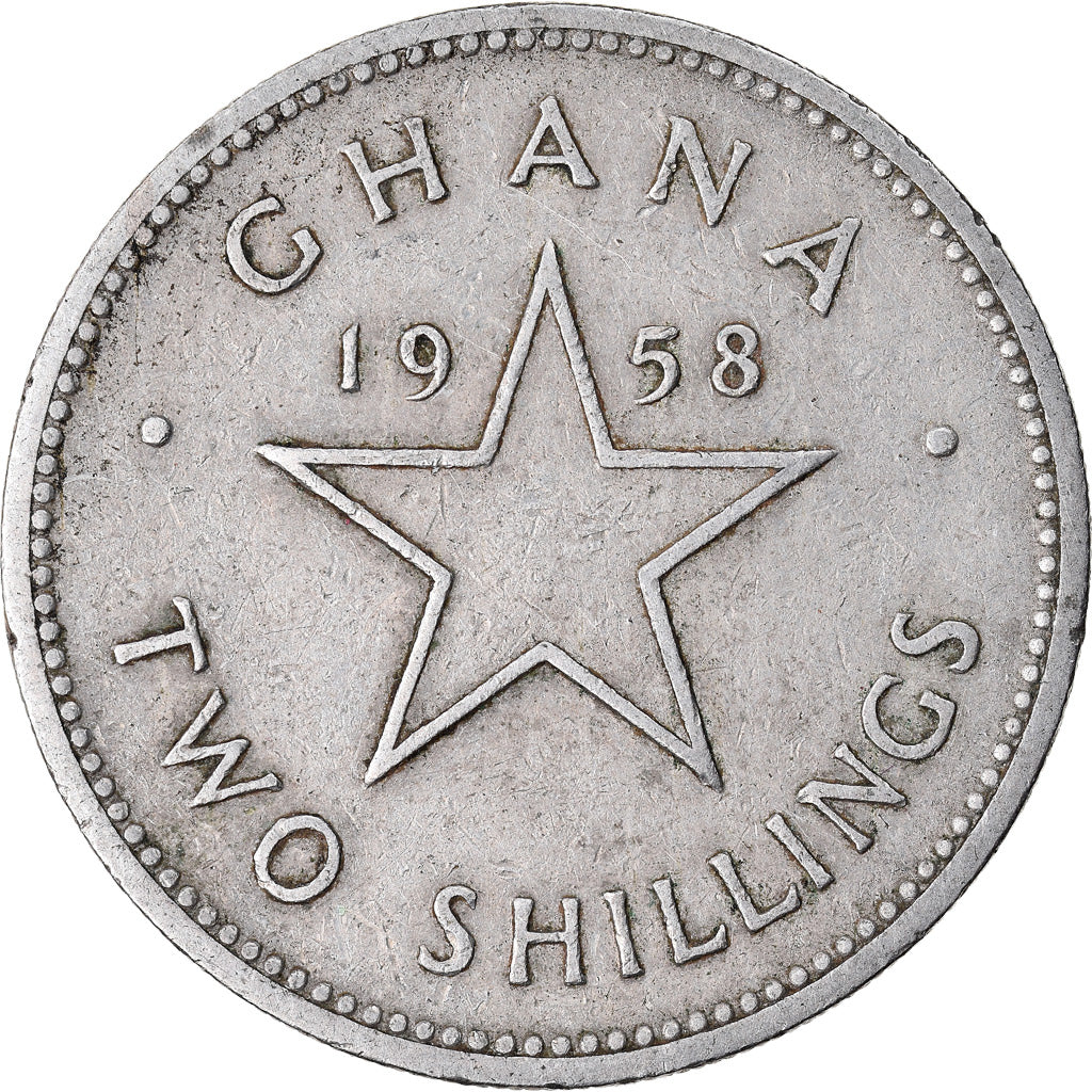 Moneta, Ghana, 2 Shilling, 1958, BB, Rame-nichel, KM:6