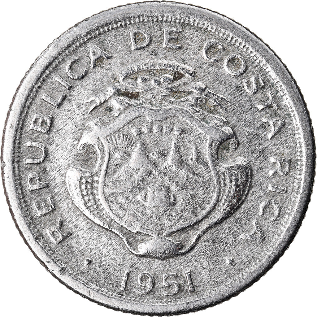 Coin, Costa Rica, 10 Centimos, 1951, EF(40-45), Copper-nickel, KM:185.1