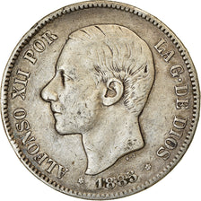 Coin, Spain, Alfonso XII, 5 Pesetas, 1885 (87), Madrid, VF(30-35), Silver
