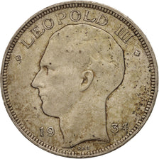 Belgium, 20 Francs, 20 Frank, 1934, EF(40-45), Silver, KM:103.1