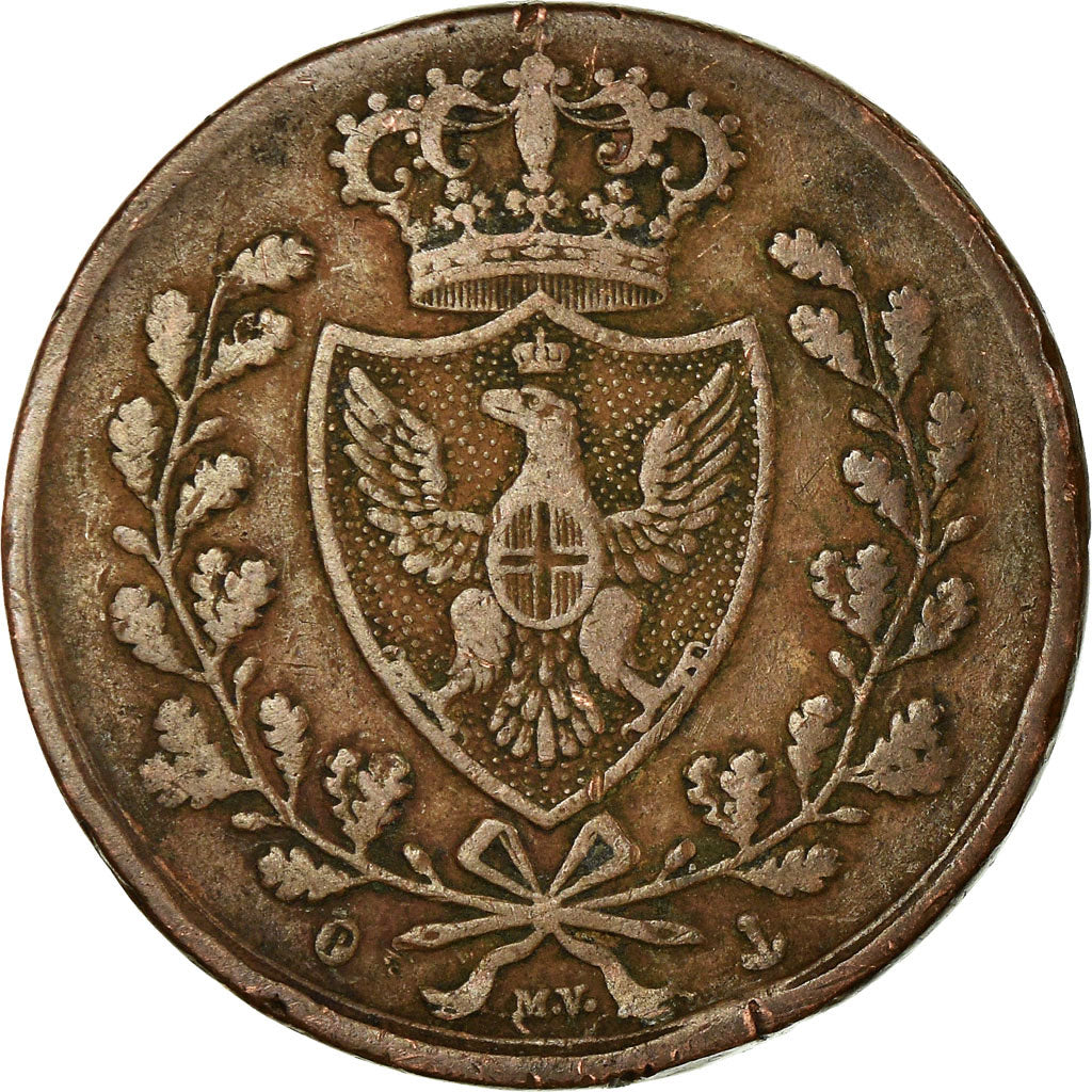 Coin, ITALIAN STATES, SARDINIA, Carlo Felice, 5 Centesimi, 1826, Genoa