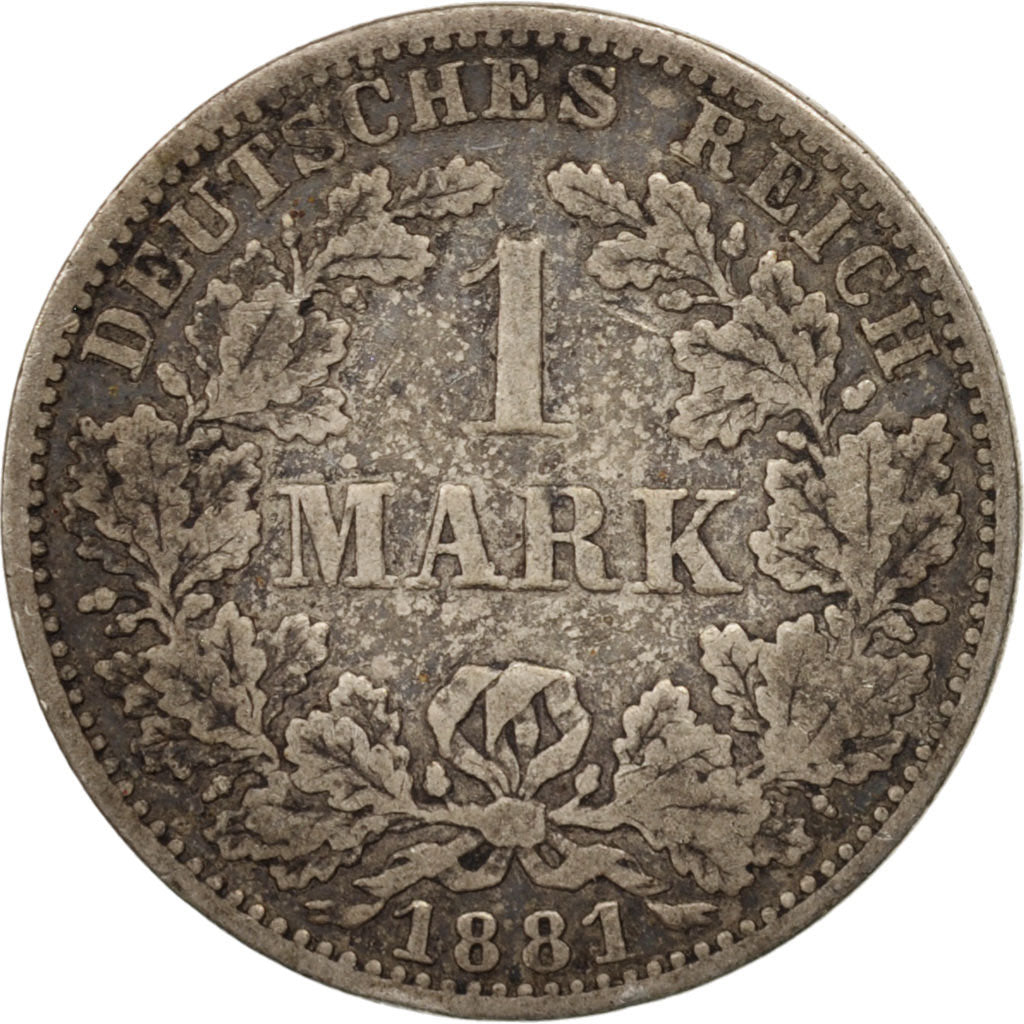 GERMANY - EMPIRE, Wilhelm I, Mark, 1881, Berlin, VF(30-35), Silver, KM:7