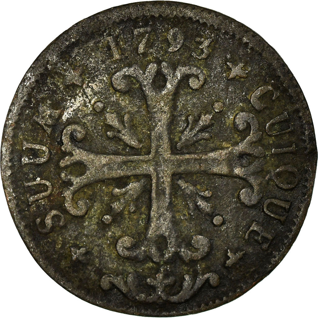 Monnaie, SWISS CANTONS, NEUCHATEL, 1/2 Batzen, 1793, Neuenburg, TB+, Billon