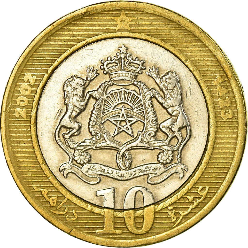 Coin, Morocco, Mohammed VI, 10 Dirhams, 2002/AH1423, Paris, EF(40-45)
