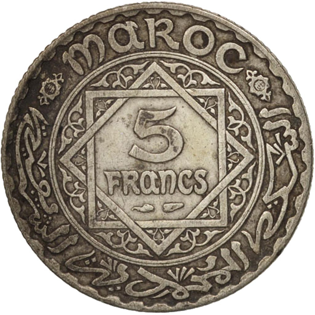 Morocco, Mohammed V, 5 Francs, 1950, Paris, EF(40-45), Silver, KM:37