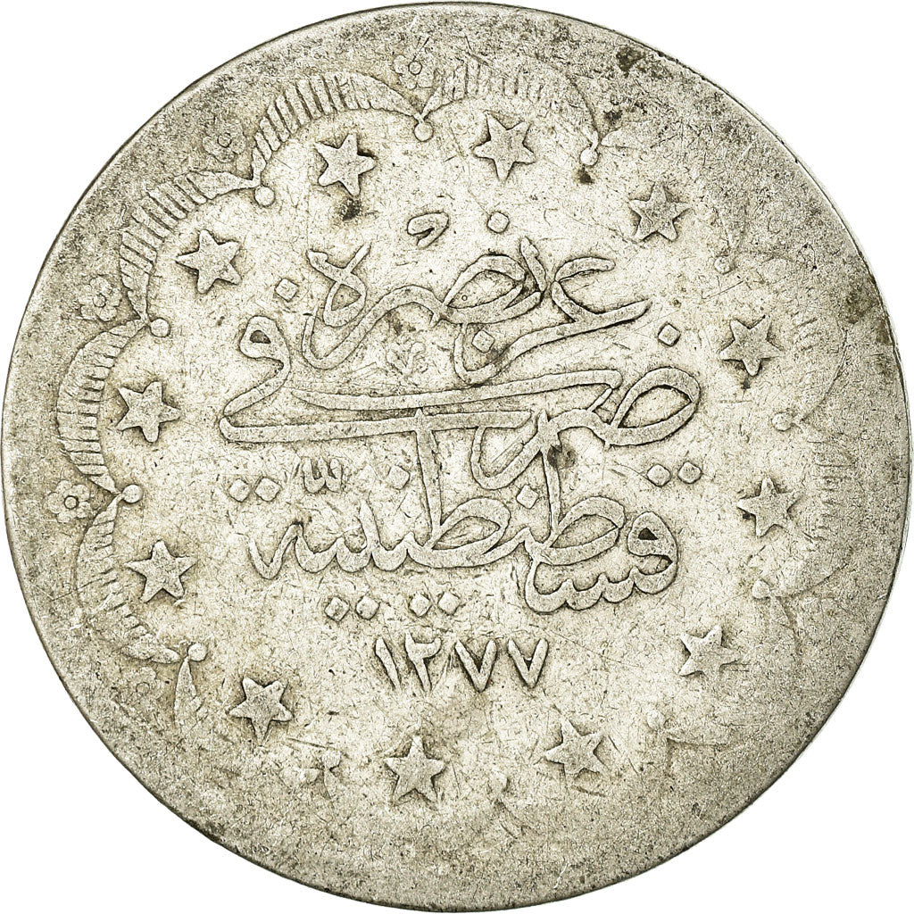 Monnaie, Turquie, Abdul Aziz, 20 Kurush, 1873/AH1277, Qustantiniyah, TB, Argent
