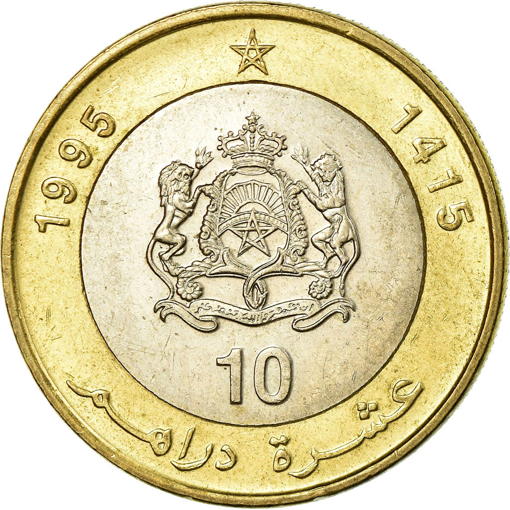 Coin, Morocco, al-Hassan II, 10 Dirhams, 1995/AH1415, Paris, EF(40-45)