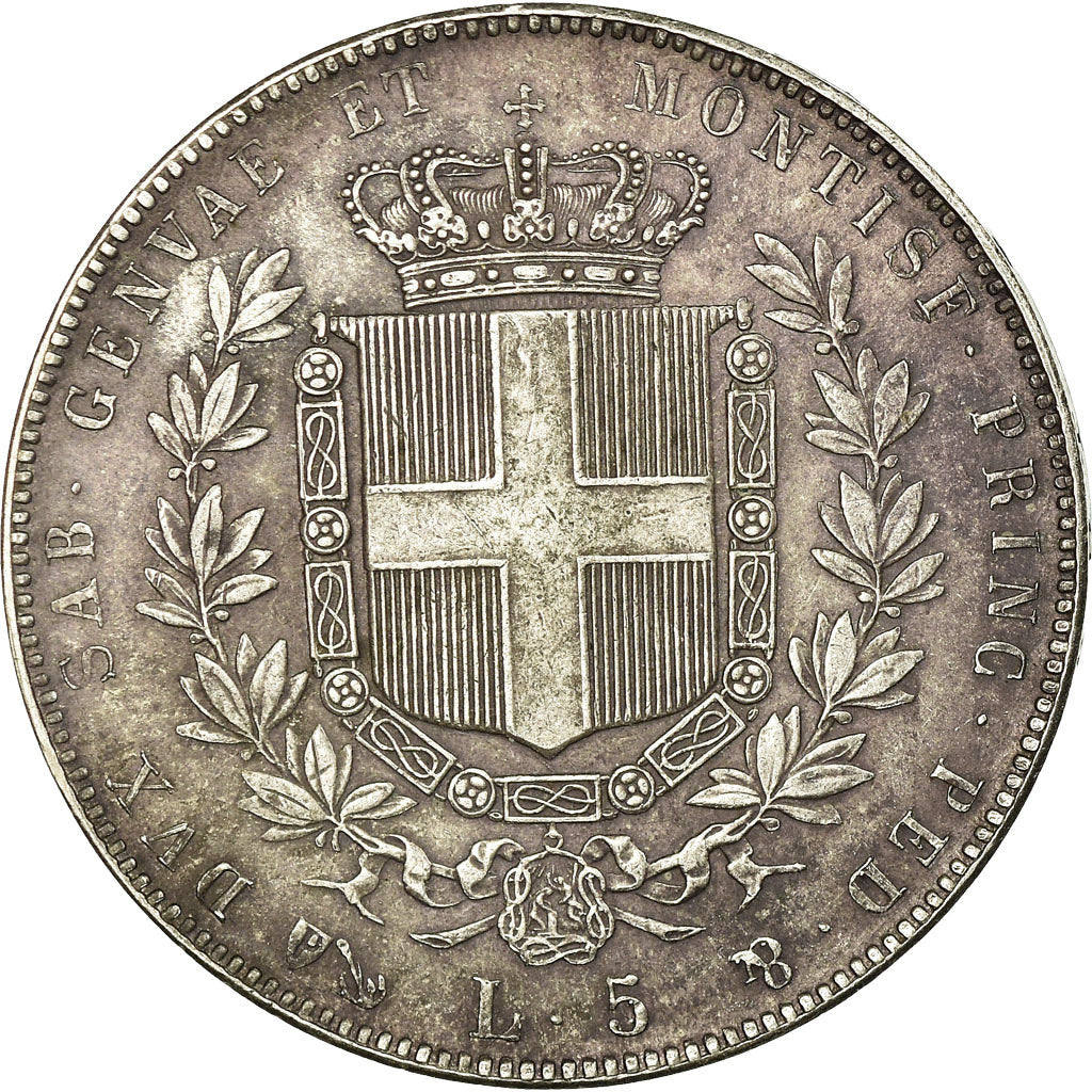 Moneta, STATI ITALIANI, SARDINIA, Vittorio Emanuele II, 5 Lire, 1859, Genoa, BB