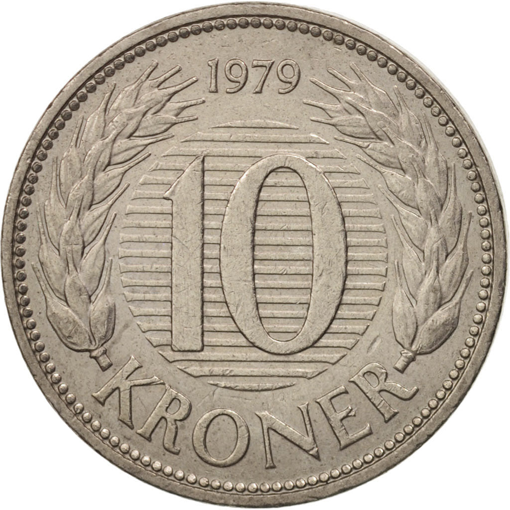 Denmark, Margrethe II,10 Kroner,1979,Copenhagen,EF(40-45),Copper-nickel,KM 864.1