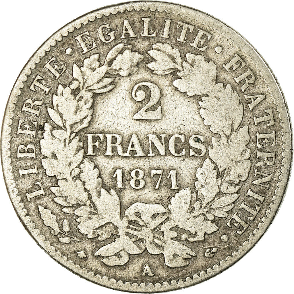 Monnaie, France, Cérès, 2 Francs, 1871, Paris, TB+, Argent, Gadoury:530
