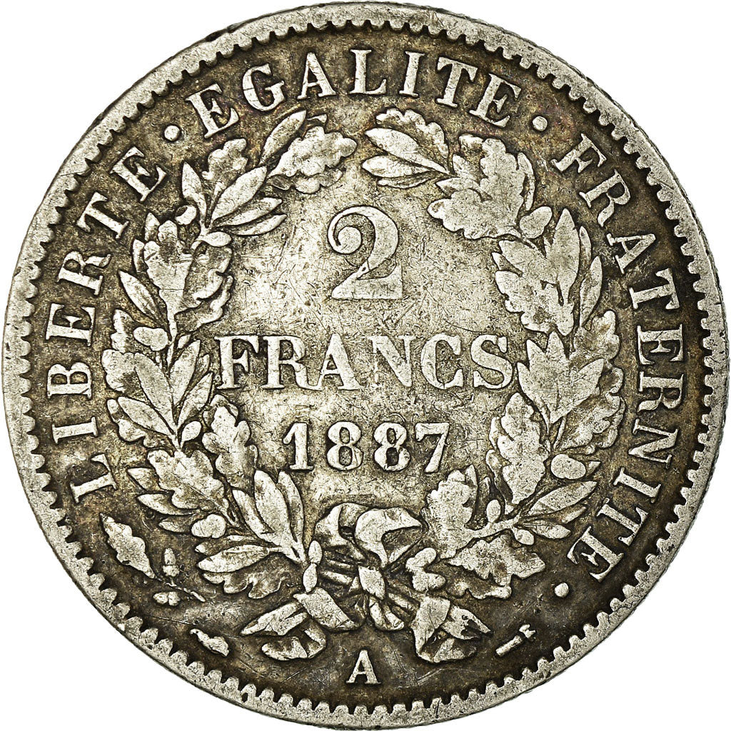 Monnaie, France, Cérès, 2 Francs, 1887, Paris, TB+, Argent, Gadoury:530a