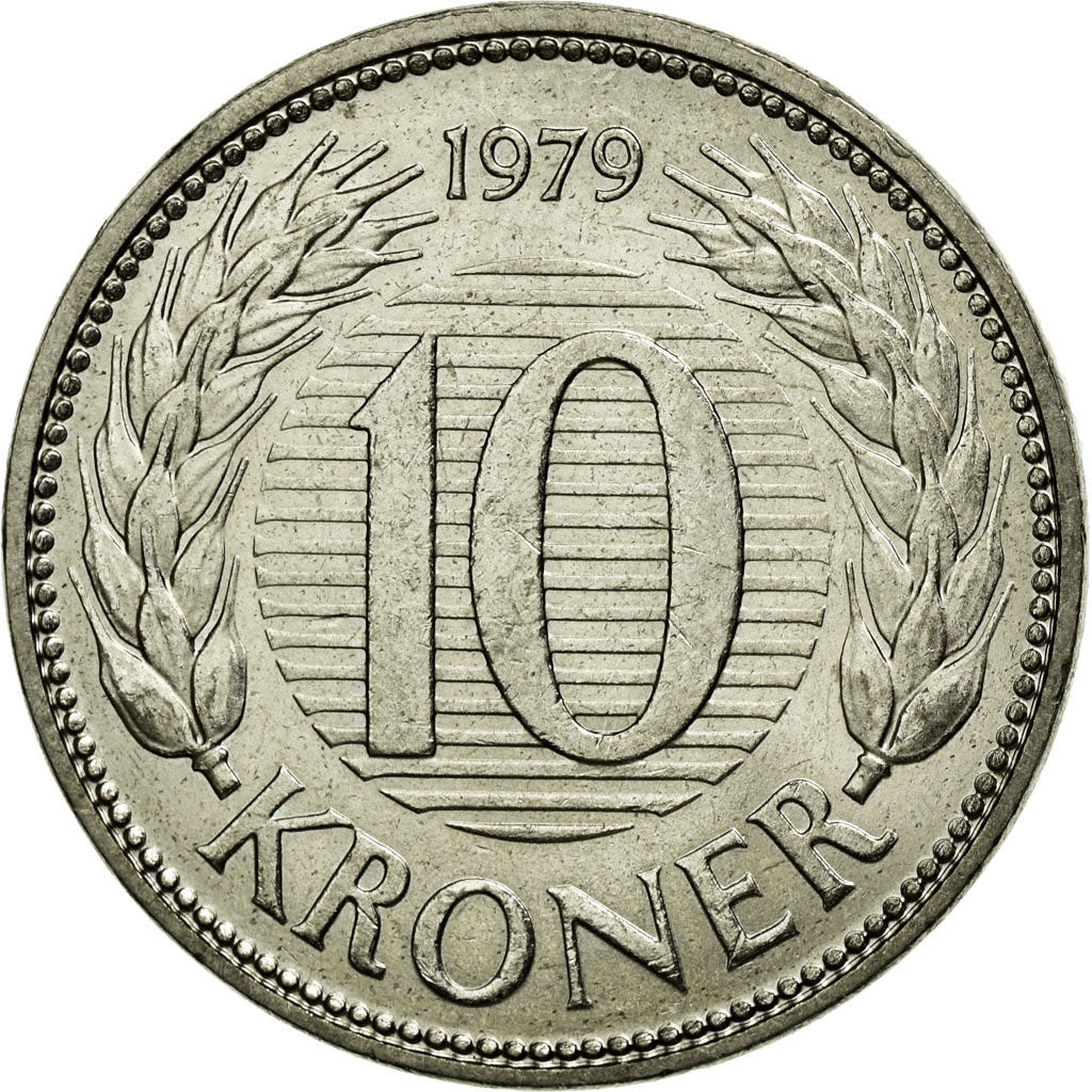 Coin, Denmark, Margrethe II, 10 Kroner, 1979, Copenhagen, AU(55-58)