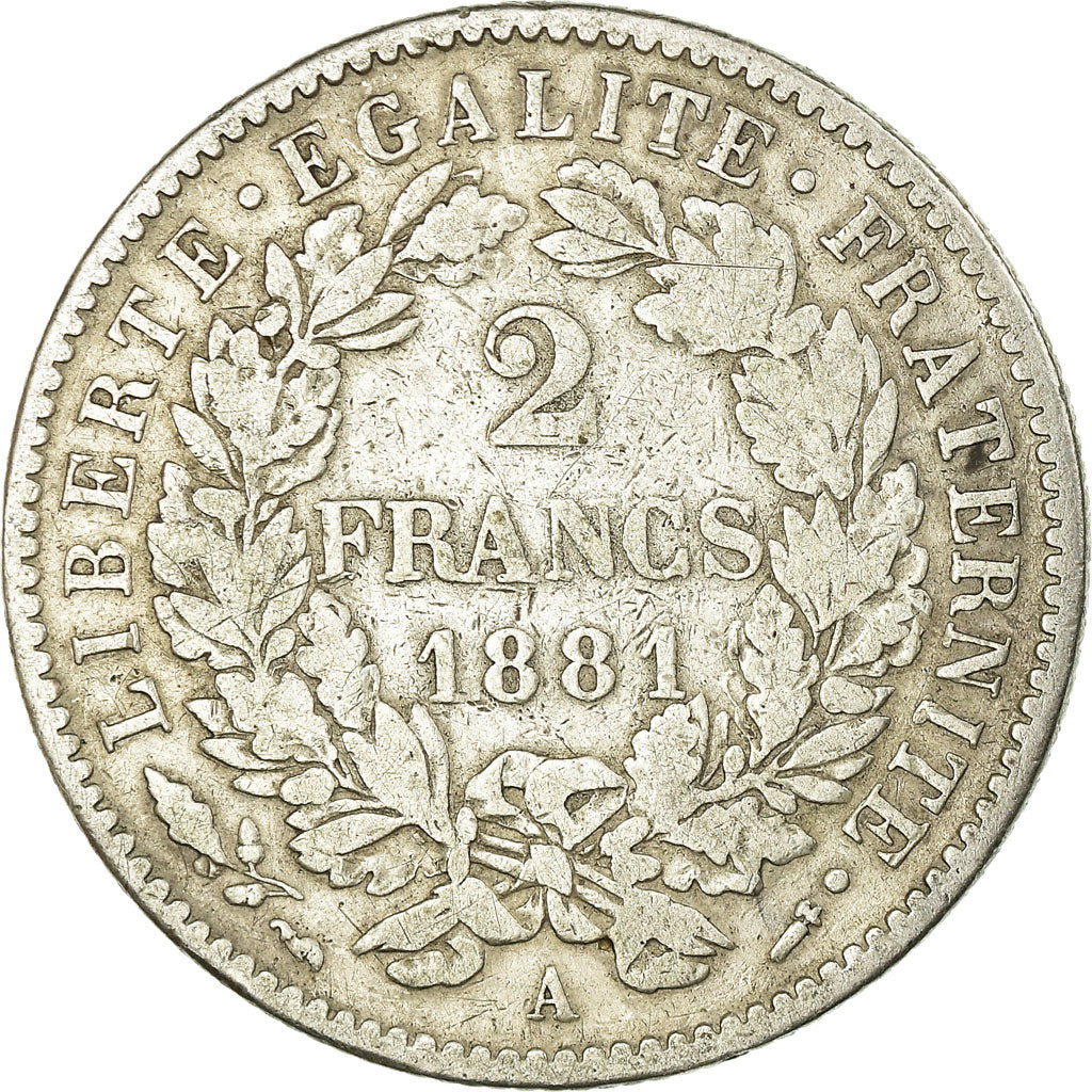Münze, Frankreich, Cérès, 2 Francs, 1881, Paris, S, Silber, KM:817.1