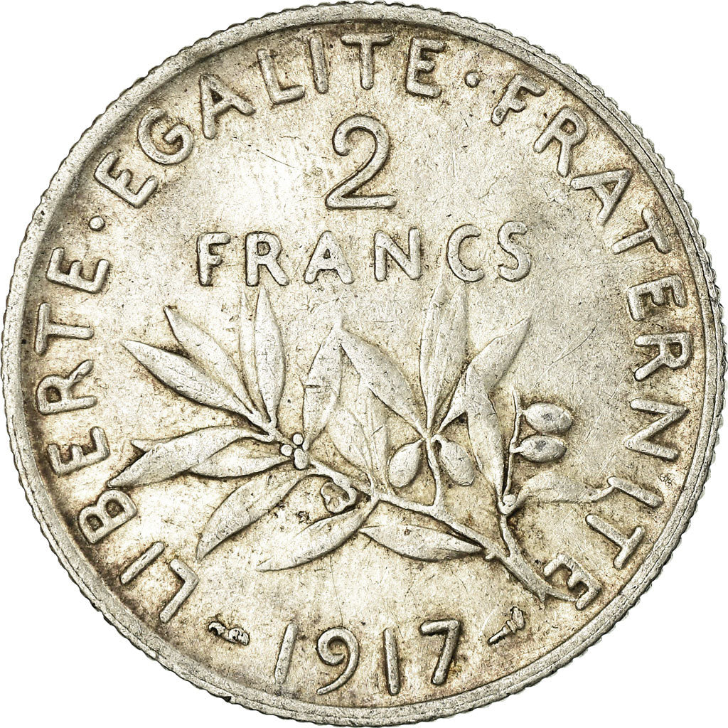 Monnaie, France, Semeuse, 2 Francs, 1917, Paris, TTB, Argent, Gadoury:532