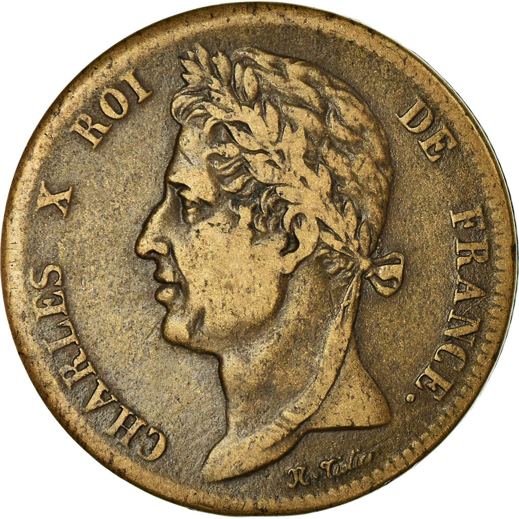 Monnaie, Colonies françaises, Charles X, 5 Centimes, 1827, La Rochelle, TB+