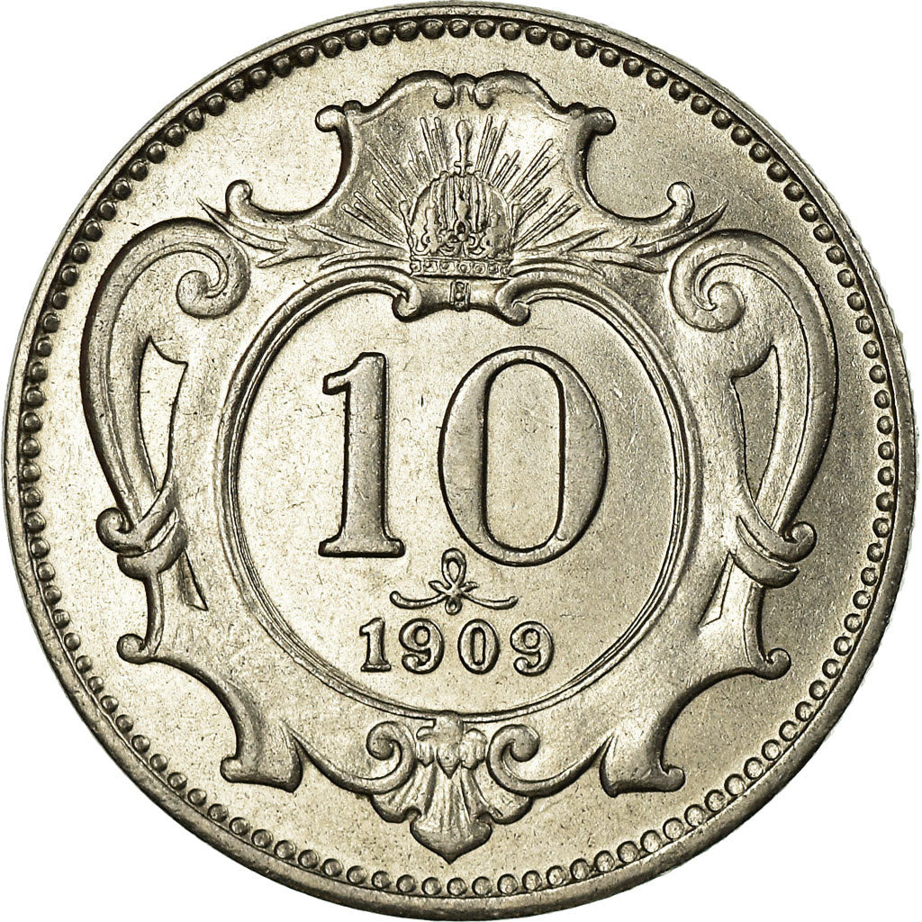 Coin, Austria, Franz Joseph I, 10 Heller, 1909, MS(63), Nickel, KM:2802