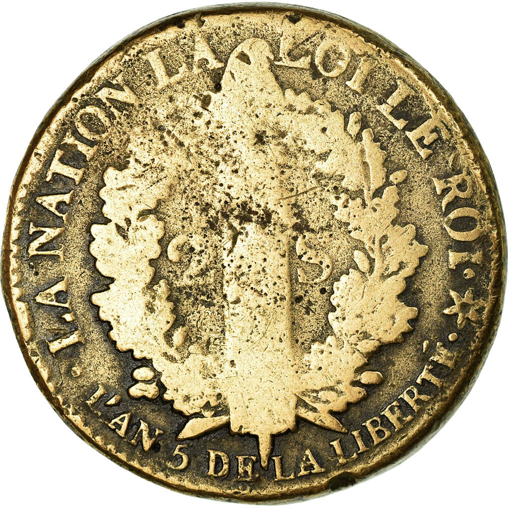Coin, France, 2 sols françois, 2 Sols, 1793, Strasbourg, F(12-15), Bronze