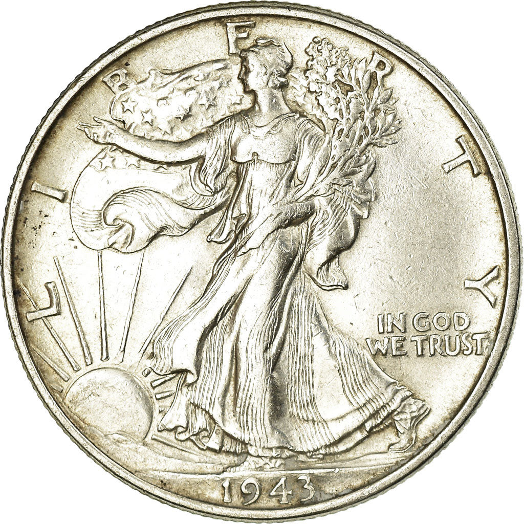 Coin, United States, Walking Liberty Half Dollar, Half Dollar, 1943, U.S. Mint