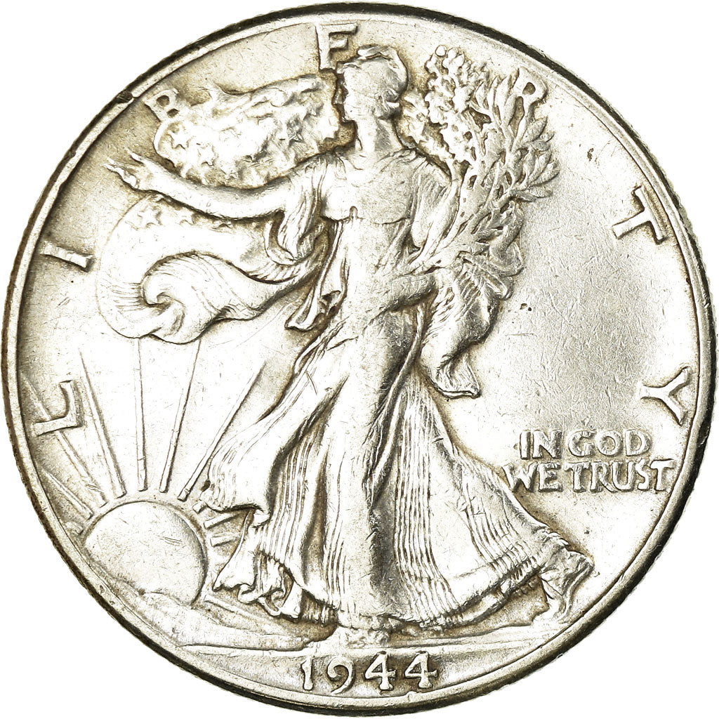 Coin, United States, Walking Liberty Half Dollar, Half Dollar, 1944, U.S. Mint