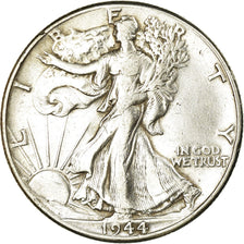 Coin, United States, Walking Liberty Half Dollar, Half Dollar, 1944, U.S. Mint