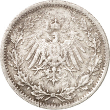 GERMANY - EMPIRE, 1/2 Mark, 1911, Berlin, VF(30-35), Silver, KM:17