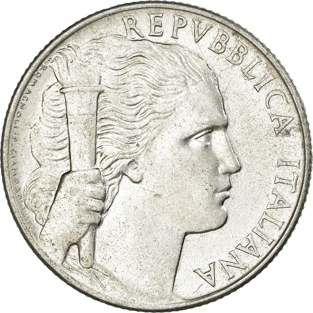 Coin, Italy, 5 Lire, 1949, Rome, AU(55-58), Aluminum, KM:89