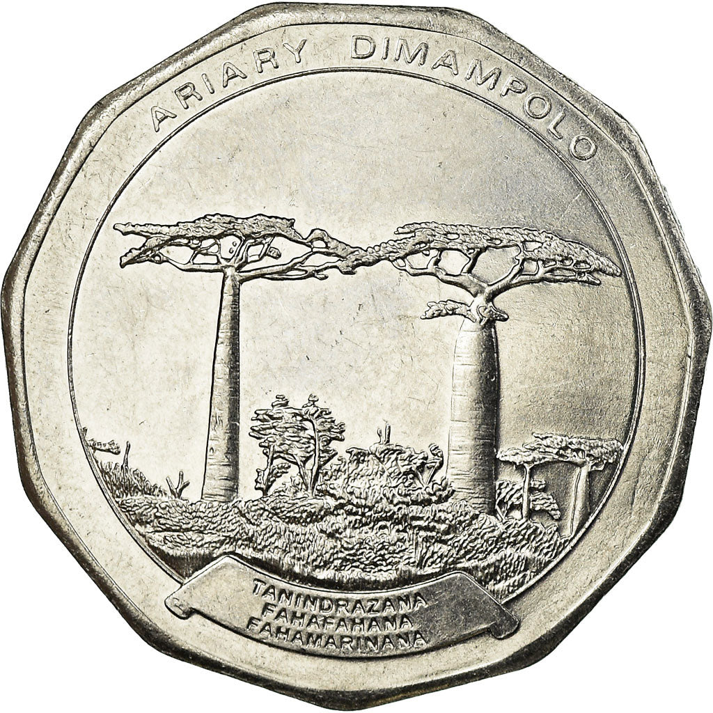 Coin, Madagascar, 50 Ariary, 1996, Paris, AU(55-58), Stainless Steel, KM:25.1