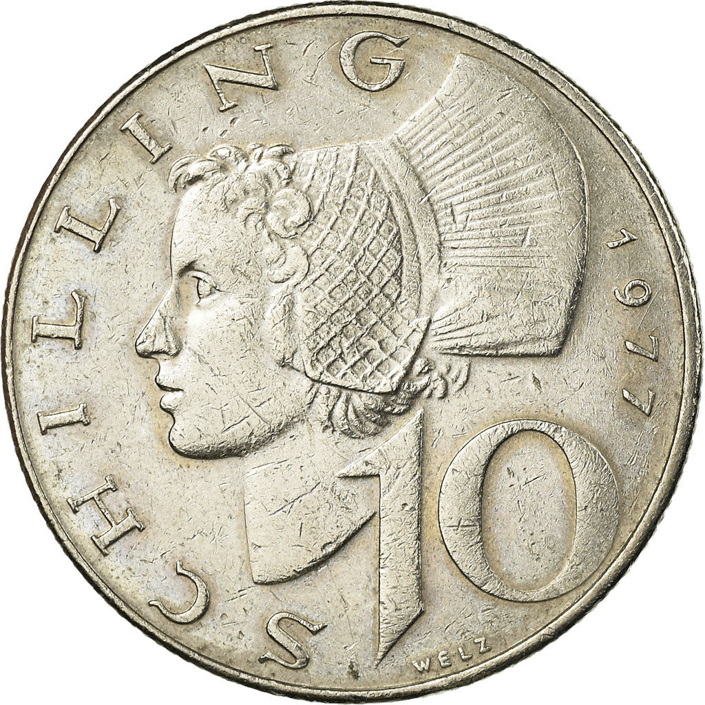 Coin, Austria, 10 Schilling, 1977, EF(40-45), Copper-Nickel Plated Nickel