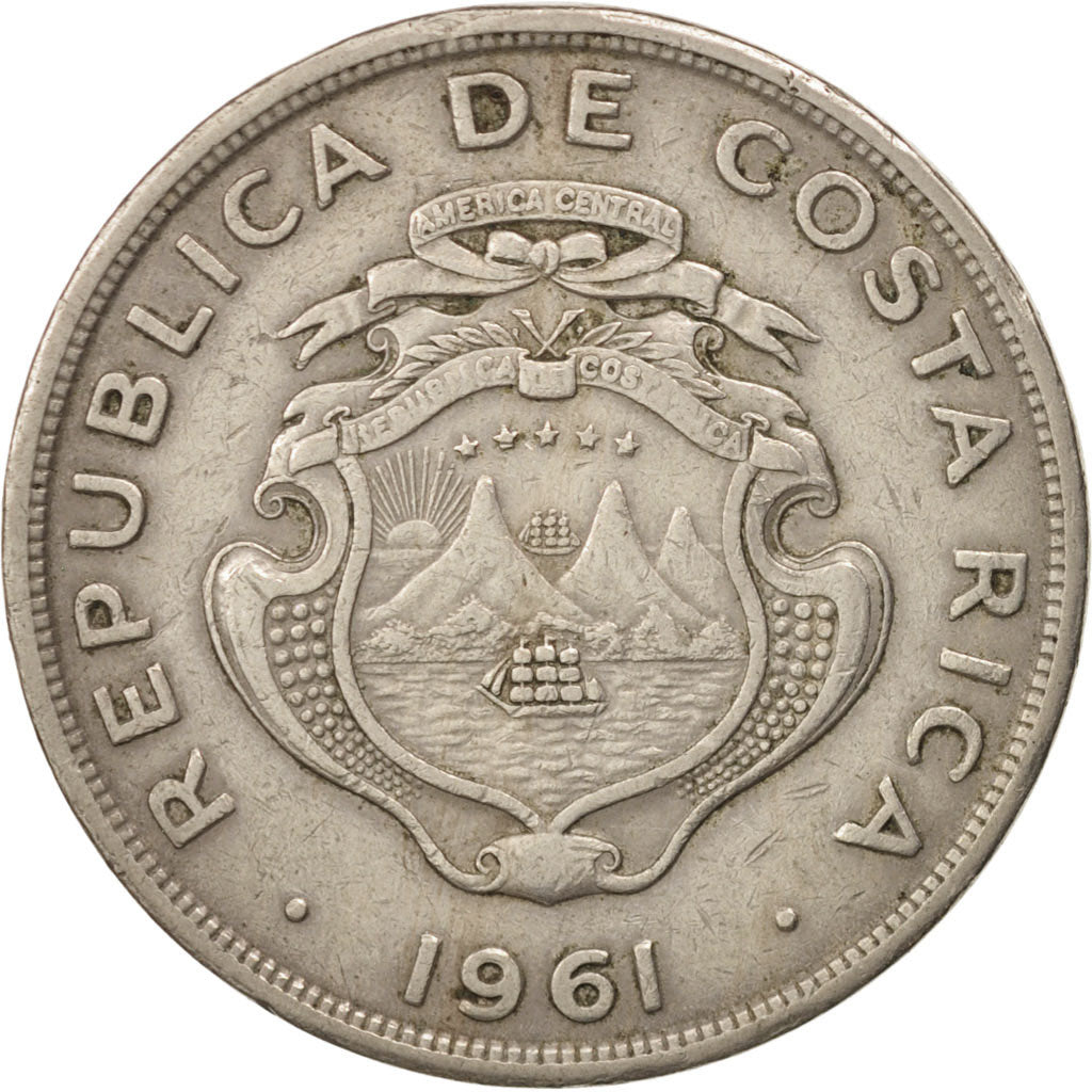 Costa Rica, 2 Colones, 1961, EF(40-45), Copper-nickel, KM:187.1a