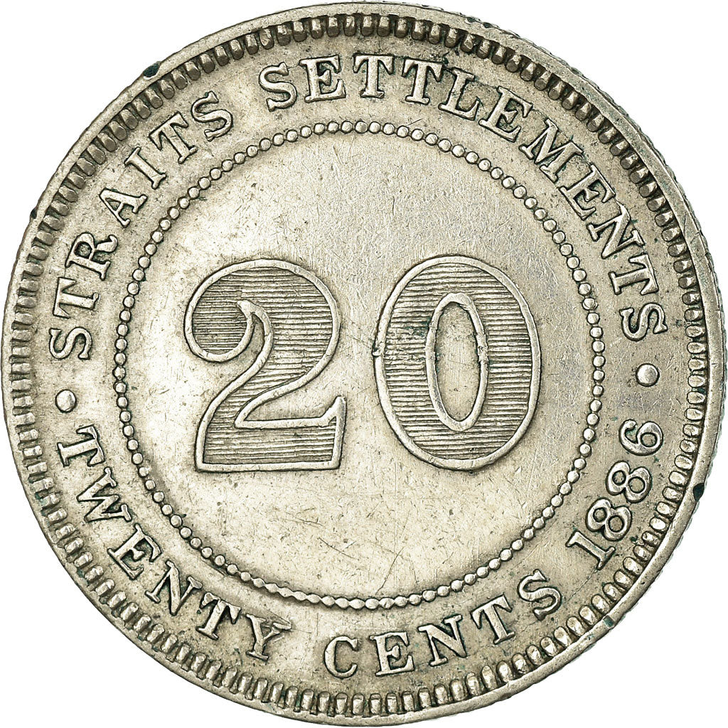 Coin, Straits Settlements, Victoria, 20 Cents, 1886, AU(55-58), Silver, KM:12