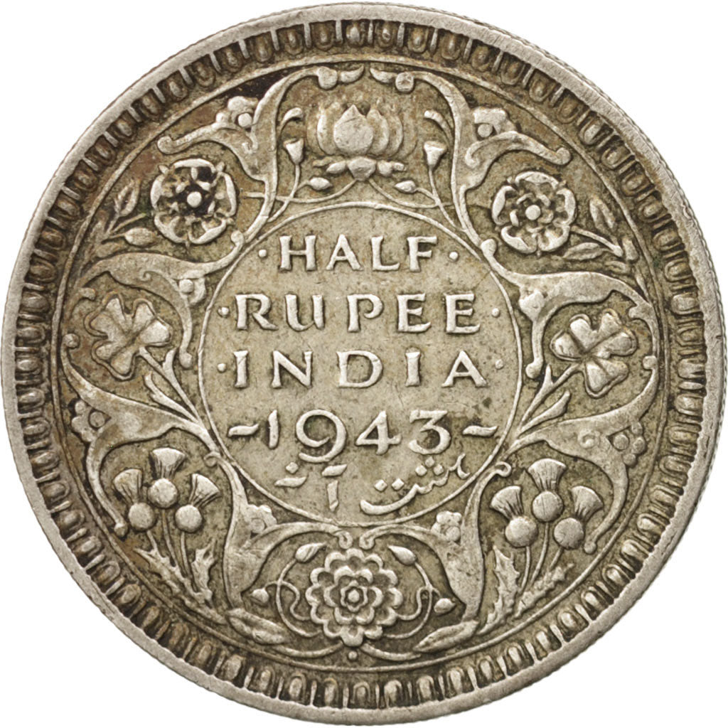 INDIA-BRITISH, George VI, 1/2 Rupee, 1943, EF(40-45), Silver, KM:552