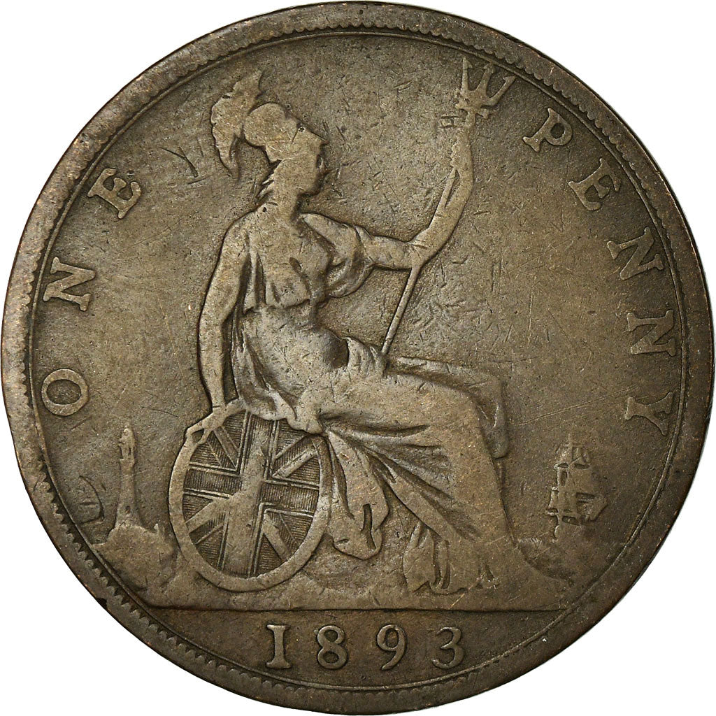 Coin, Great Britain, Victoria, Penny, 1893, VF(20-25), Bronze, KM:755