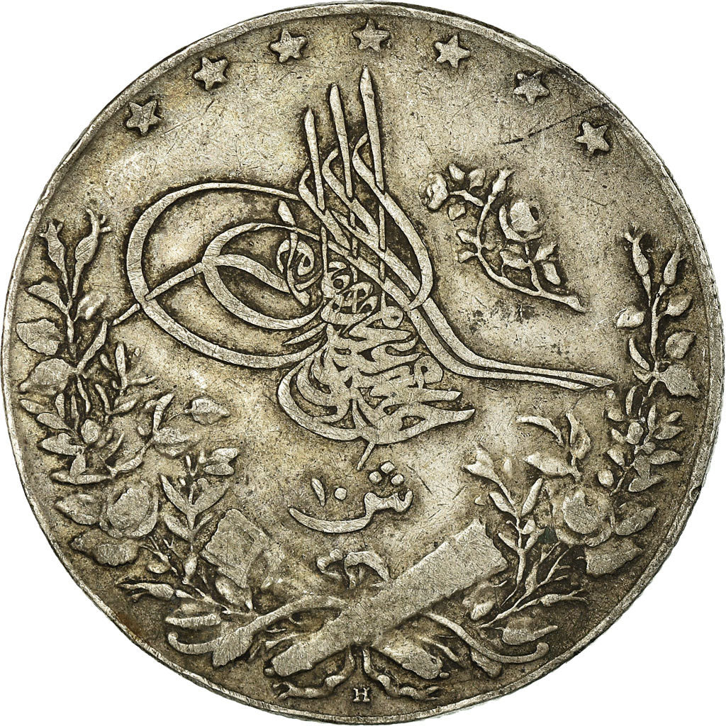 Coin, Egypt, Muhammad V, 10 Qirsh, 1911/AH1327, VF(30-35), Silver, KM:309