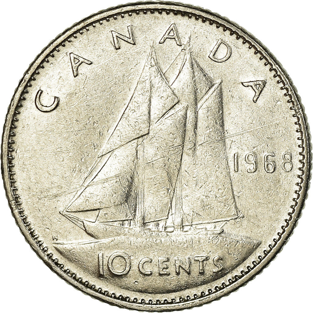 Coin, Canada, Elizabeth II, 10 Cents, 1968, Royal Canadian Mint, Ottawa
