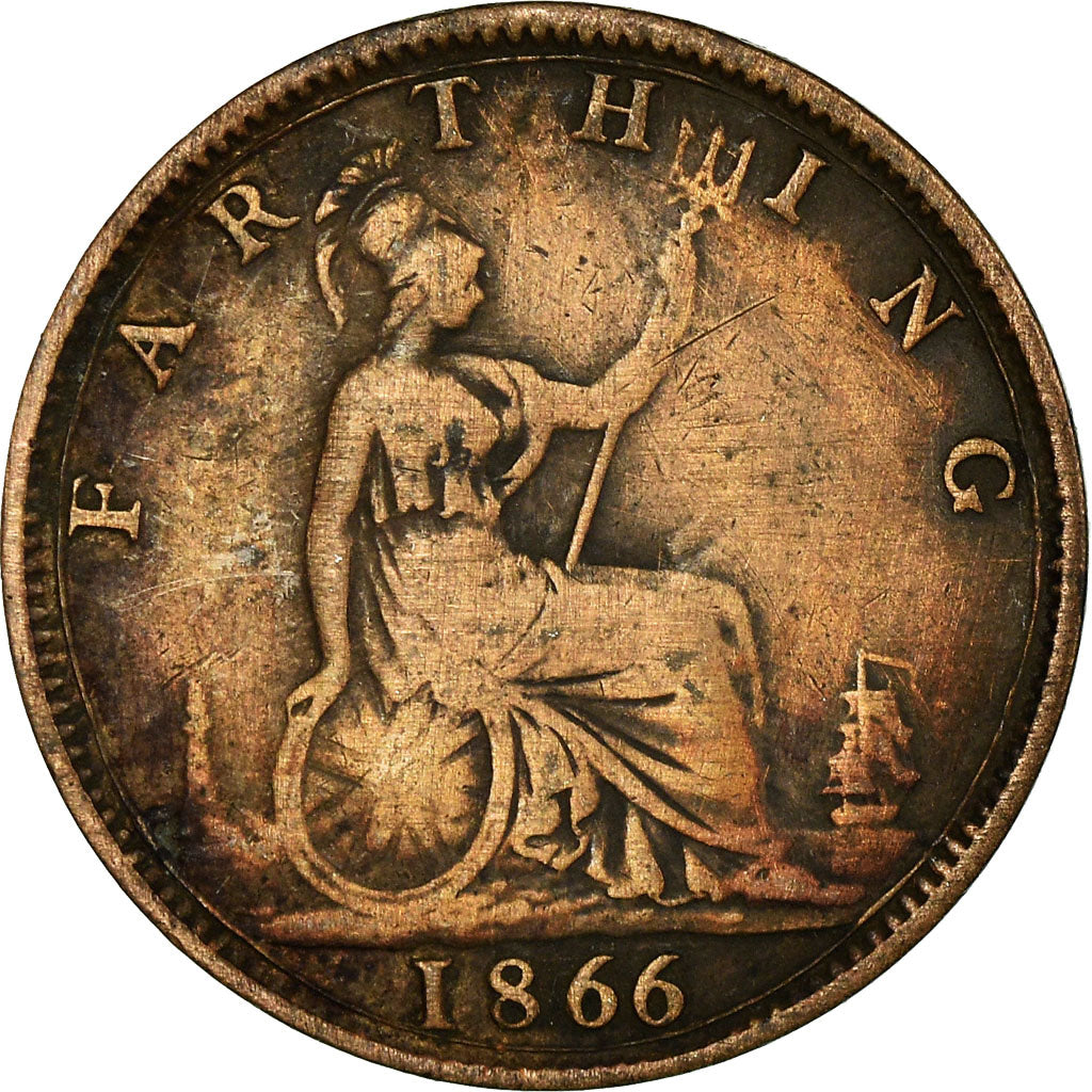 Coin, Great Britain, Victoria, Farthing, 1866, VF(30-35), Bronze, KM:747.2