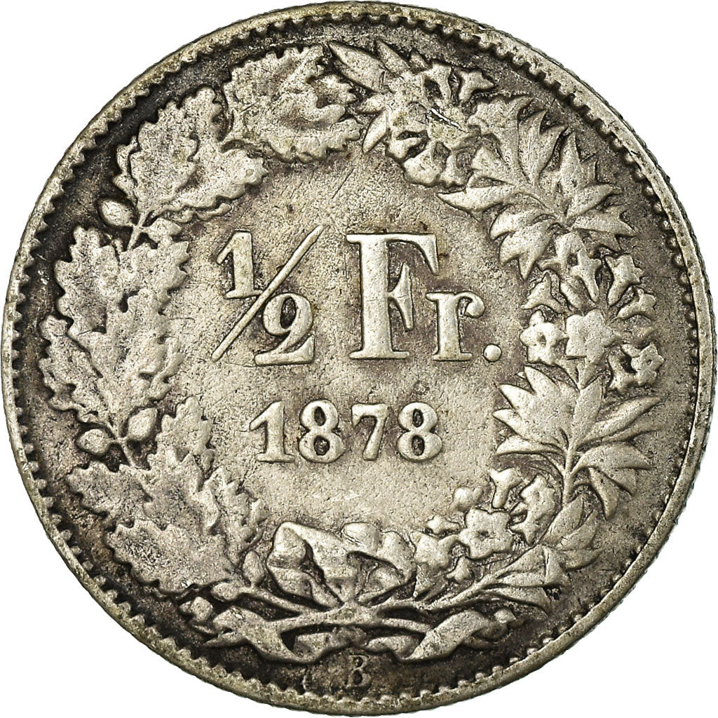 Coin, Switzerland, 1/2 Franc, 1878, Bern, VF(30-35), Silver, KM:23