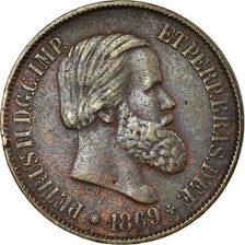 Moneta, Brazylia, Pedro II, 20 Reis, 1869, EF(40-45), Bronze, KM:474