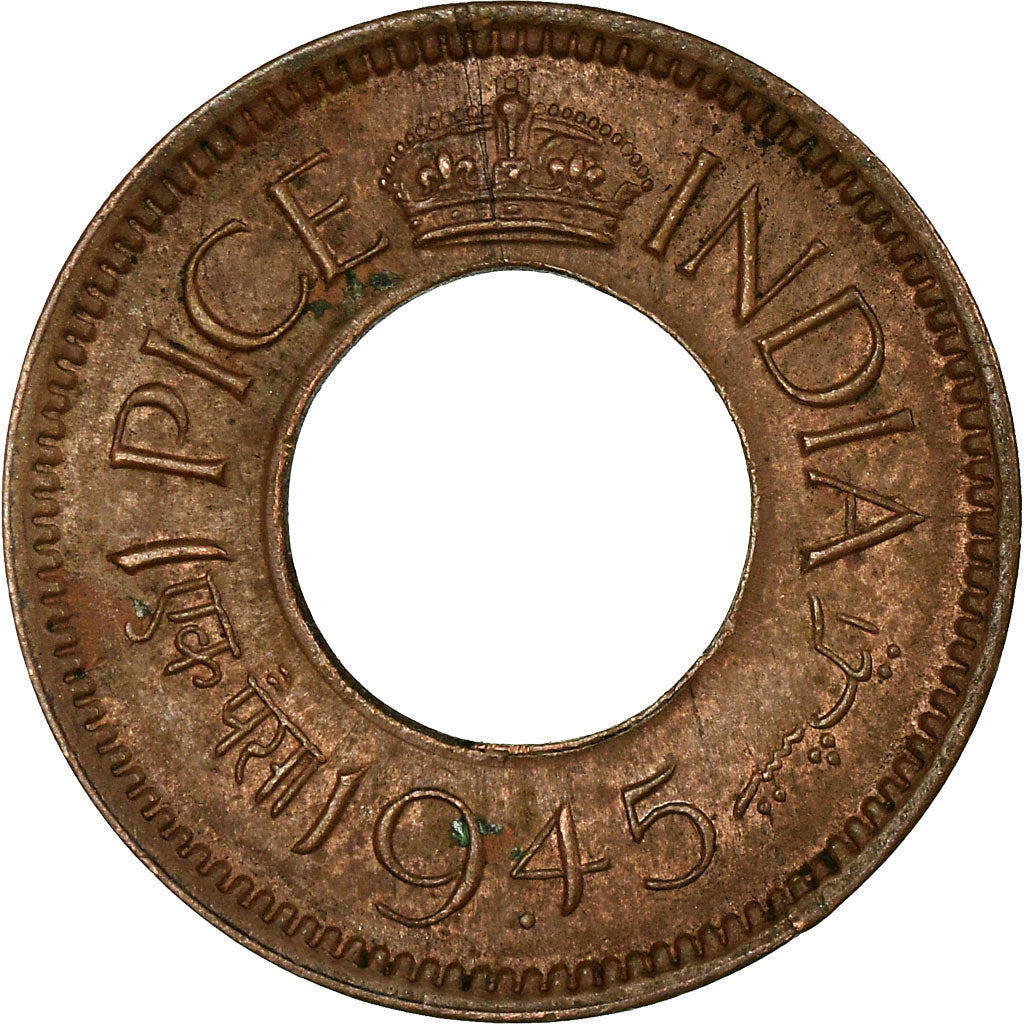 Coin, INDIA-BRITISH, George VI, Pice, 1945, EF(40-45), Bronze, KM:533